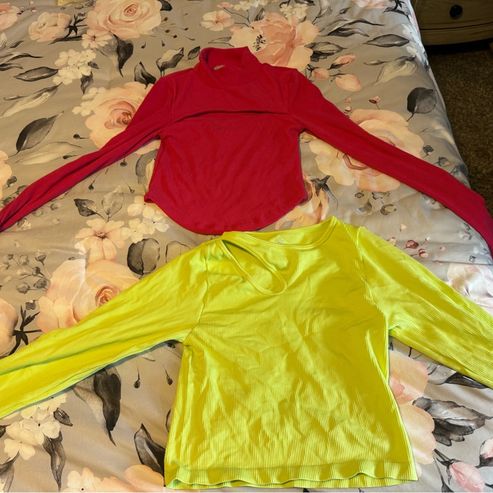 1 red and 1 neon size small in red and Neon Tops!